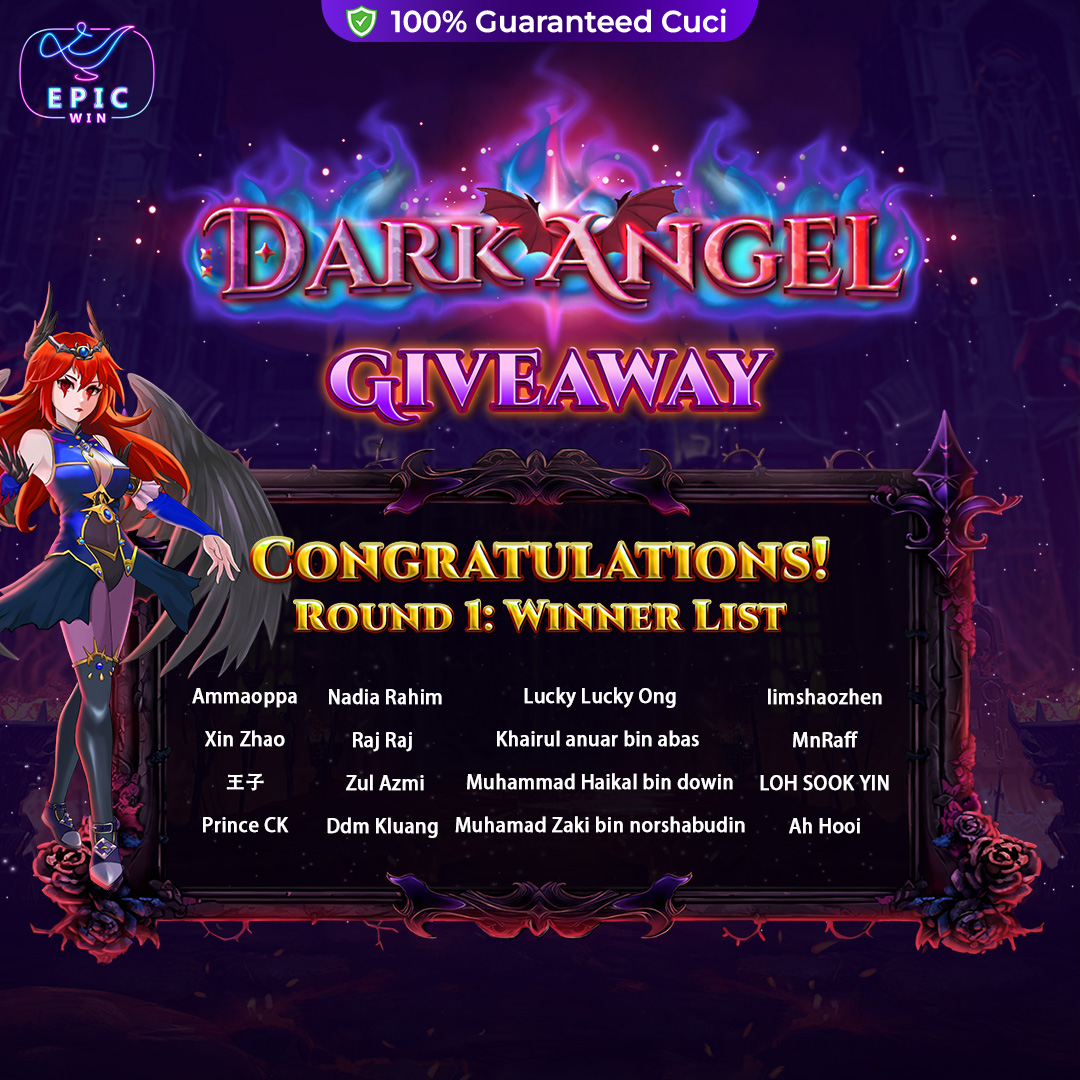 R1- Dark Angel Giveaway Winner List